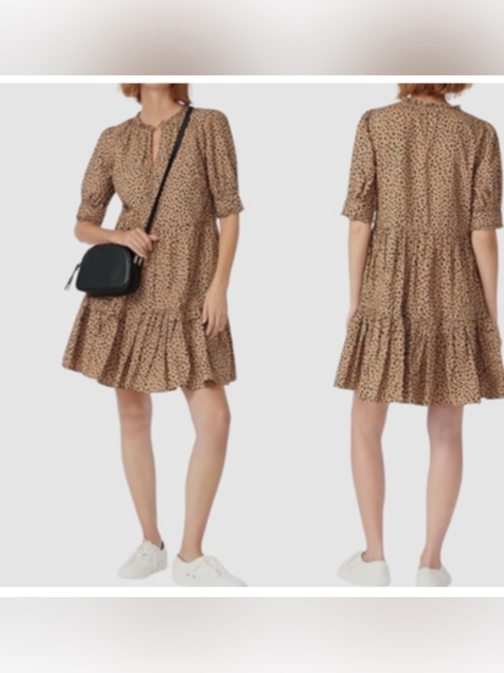 J.Crew Leopard Print Tiered Mini Dress Small Tall Boho Fall